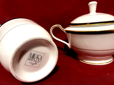 Mikasa Academy Bone China Set Of Creamer Sugar Bowl With Lid