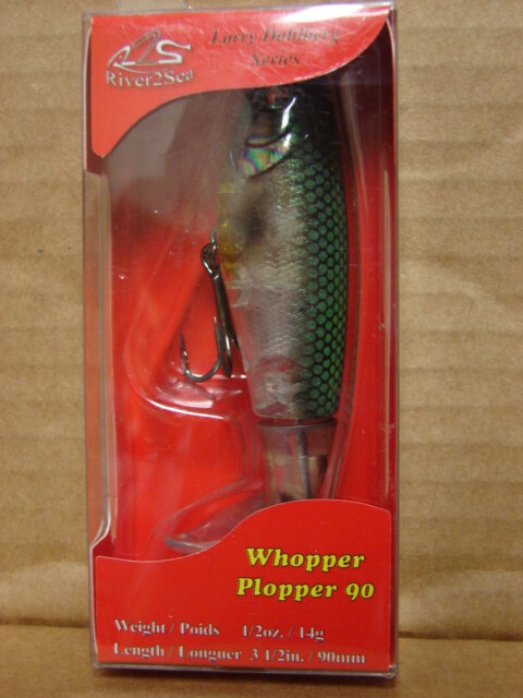 River2Sea Whopper Plopper 90 – Abalone Shad Topwater Lure, 3.5", 1/2 Oz, With #4 Treble Hooks