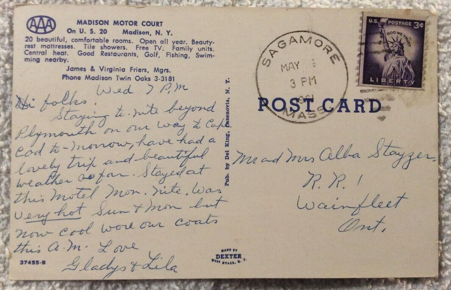 Maison Motor Court - Madison, New York - Vintage Postcard 