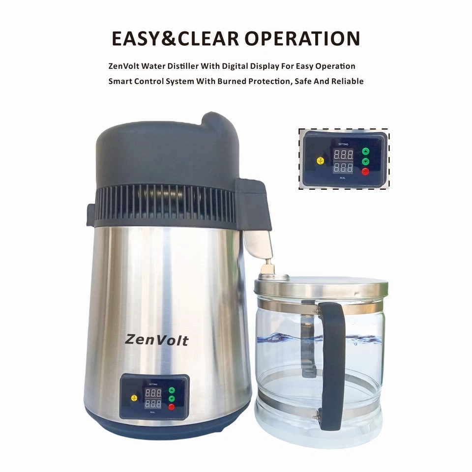 ZenVolt® 6LStainless Steel Water Distiller with Timer Temperature Control-1000W - Image 4 of 4