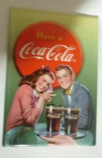 Coca-Cola Magnet with plastic overlap  Fountain Couple Have a Coke