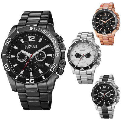 August Steiner AS8113 Men's Swiss Multifunction Day Date Bracelet