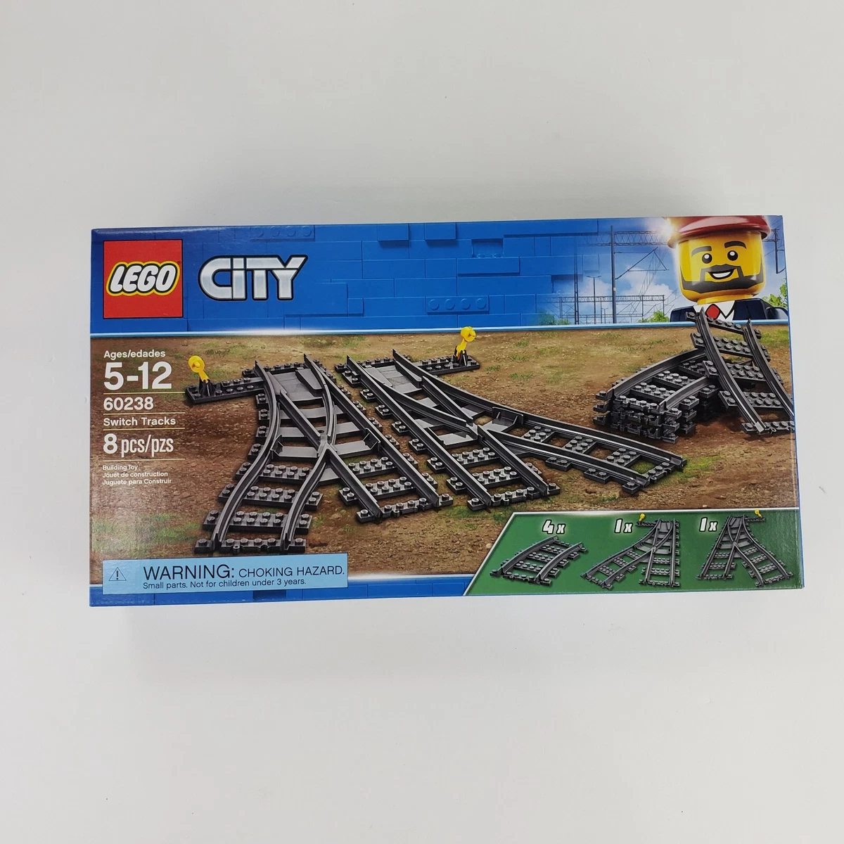 NEW LEGO City Passenger Train Switch Tracks 60238 Building Kit, 8 Pieces  Sealed 673419299534