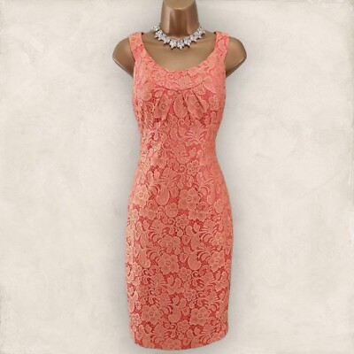 Jax Damen orange Blumen Spitze Bleistiftkleid, Brautmutter Hochzeitsgast UK 10