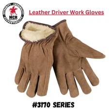 Pile Lined Insulated Leather Work Gloves (3170 Series by MCR Safety) - M, L & XL