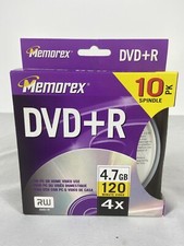 MEMOREX DVD R 10 Pack 4X 4.7 GB 120 min RW Recordable Slim Jewel Case