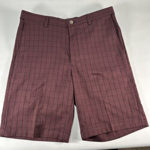 Haggar Cool 18 Pro Shorts Men’s 32 Window Pane Raisin