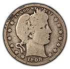 1908-S 25c Barber Silver Quarter - Full Rim G/VG Key Date - SKU-Y4970