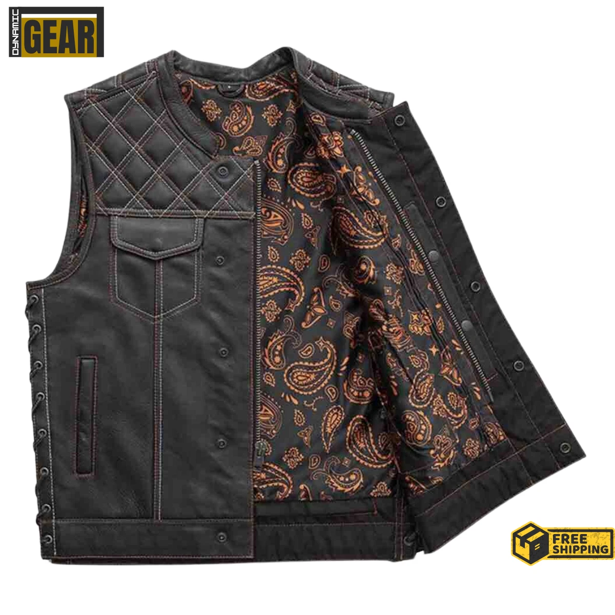 Men's Black Tailored Fit Hunt Vest Biker Club Genuine Leather Vest