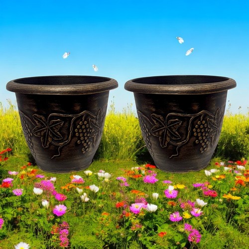 Decorative Outdoor Flower Pot | Antique Look Grapevine Patio Planter 37cm - Picture 40 of 44