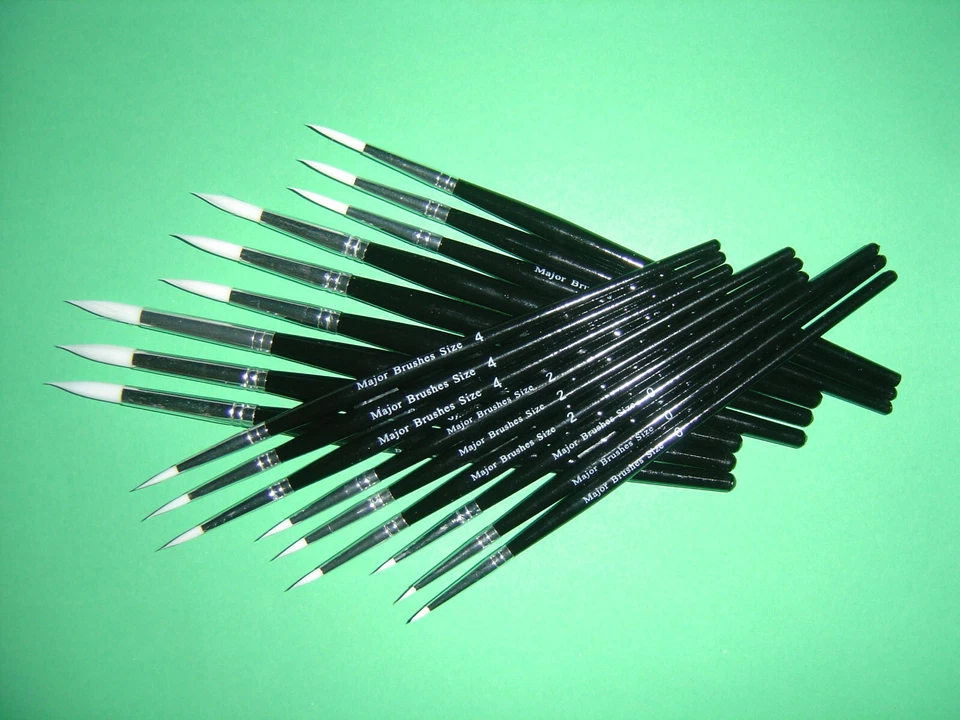 MAJOR BRUSHES Fine White Synthetic Sable Artist Paint Brush Single Brushes Multi Buy Discount