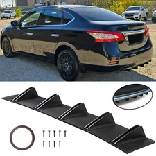 For Nissan Sentra 11-20 Matte Black Rear Lip Bumper Diffuser Shark Fin Spoiler