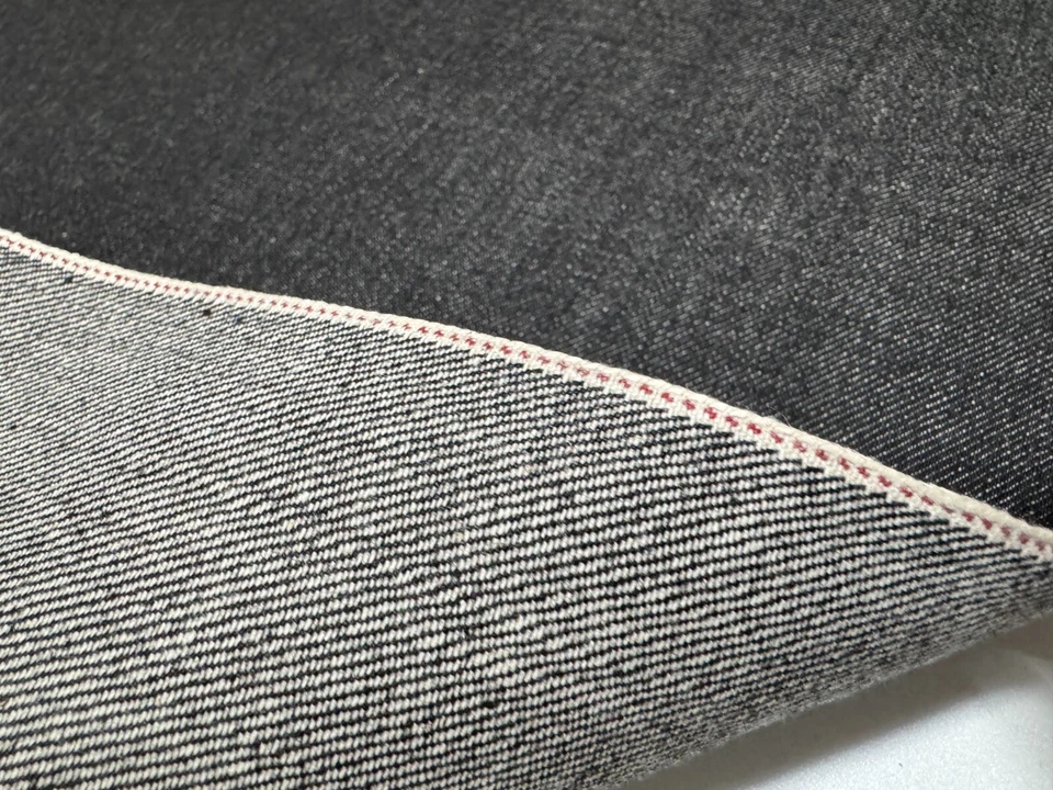 12 oz Japanese cotton black denim fabric with selvage by the yard, Indigo cotton - Image 4 of 4