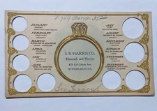 Victorian trade card Harris jewelers Pittsburgh 1880s die cut Ring Sizer Diamond