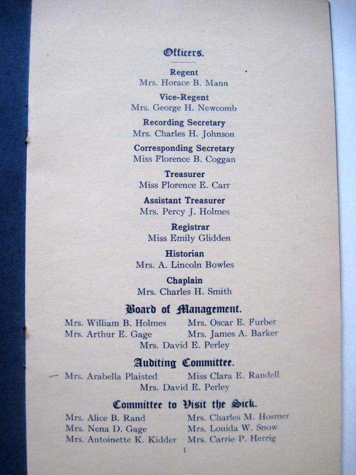 1914-15 Booklet "Bunker Hill Chapter"  "Daughters of The American Revolution"  * - Image 2 of 4