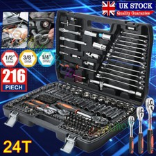 Professional 216 Pcs Socket & Bit Set 3/8 1/4 1/2" Drive Ratchet Wrench Tool Kit