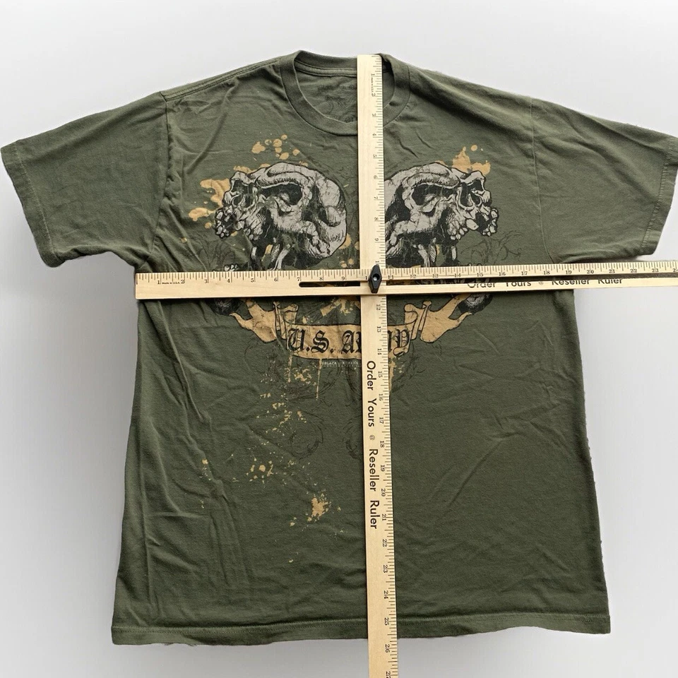Camiseta Cyber MMA Estilo Calavera Ejército de Estados Unidos Para Hombre Mediana Verde Grunge Negro Tinta Diseño Foto 3 de 4