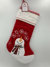 Pottery Barn Snowman With Snowflakes Quilted Christmas Stocking 11x20" 9100F