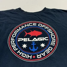 Pelagic Men's T-Shirt Fishing Short Sleeve Offshore Cotton Performance Blue XL