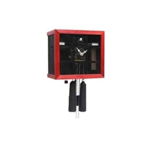 Modern Black Forest Red Square Glass Pane Cuckoo Clock Case with White Hands