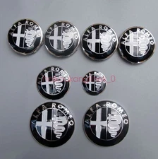 8 Set Alfa Romeo Black Wheel Center Caps Hood Rear Steering Wheel Emblems Badges