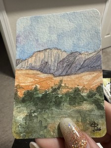 Snow Canyon 3/13 Hand Painted Watercolor On Paper. Jennifer Gubler ACEO