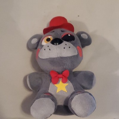 Gray Bear Plush Stuffed Animal with Red Hat, Bow, Cartoon Animation Theme