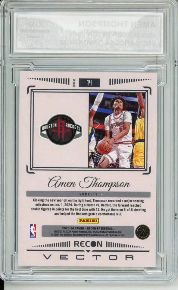 2023-24 PANINI RECON #14 AMEN THOMPSON VECTOR ROOKIE DIAMONDS /25 - Image 2 of 2
