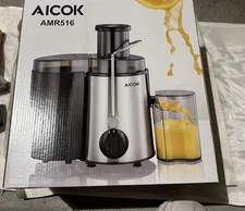 NWT ~ Black & Silver Centrifugal Juicer ~ Whole Fruit & Vegetables Extractor