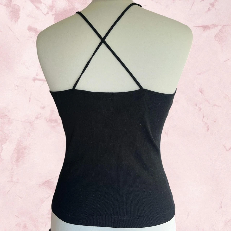 Vintage Miss Sixty Size M Black Cami Top With Graphic Logo Y2K 00s Stretchy - Image 2 of 4