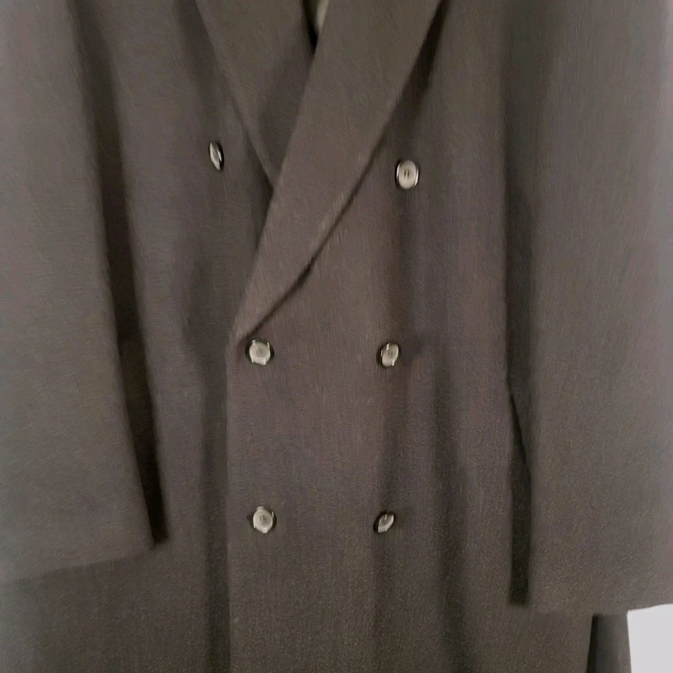 Chaps Coat Mens 52R Black Wool Blend Double Breasted Overcoat Classic Lined - Image 3 of 4