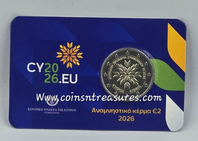 #ad Cyprus 2026 Presidency of Council of Europe 2 euro Bu in card $25.00