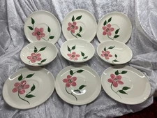 Vtg Southern (Blue Ridge) Pottery 9 Pc Lot Pink Flower Peggy Pattern  Very Nice