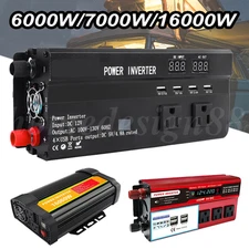 7000W 6000W 16000W Car Power Inverter DC 12V To AC 110V Solar Converter LCD