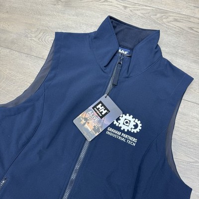 NWT Helly Hansen Navy Blue Softshell Vest Womens Sz L Company Logo