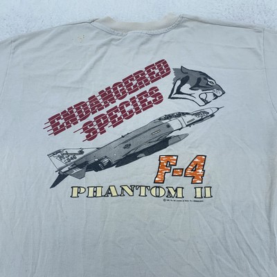 Vintage 90s F-4 Phantom II Endangered Species Shirt Mens L/XL Fighter Jet 1991