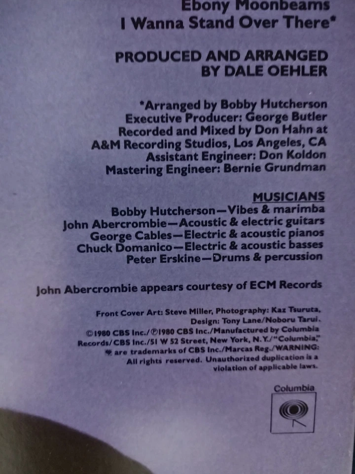 BOBBY HUTCHERSON Un Poco Loco EXC 1980 COLUMBIA LP Jazz Fusion JOHN ABERCROMBIE - Image 4 of 4