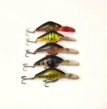 (5) Vintage Mann's Razorback Deep Pig Crankbait Fishing Lures Lot of 5