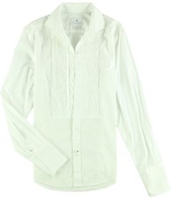 Ryan Seacrest Mens Tuxedo Button Down Dress Shirt, white, 15 Neck, 32-33 Length