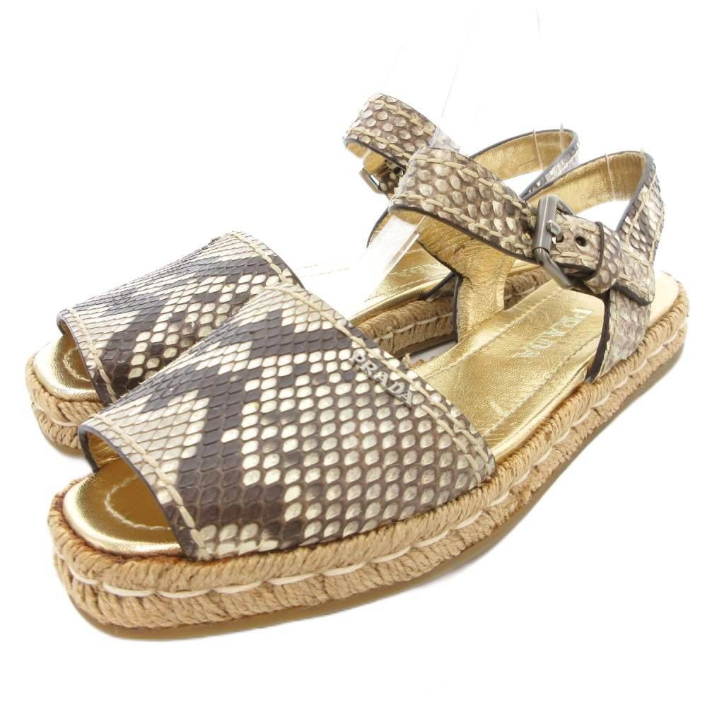 Prada Sandals Shoes Sto Tap Python Pattern Beige … - image 1