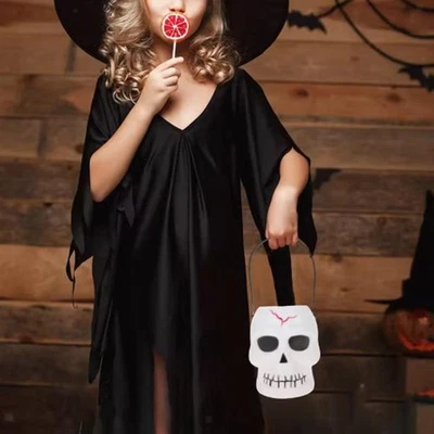 Seau à bonbons d'Halloween, ornement, tonneau à bonbons avec poignée, - Photo 1/4