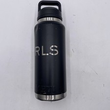 Yeti Rambler 36 OZ Bottle Black Chug Cap SEE PICS Shows Wear Scratches ENGRAVED