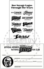 DOC SAVAGE MEMBERSHIP & ART CARD - DOC SAVAGE LOGOS THROUGH THE YEARS