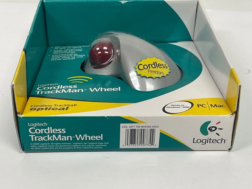 Logitech Cordless TrackMan Wheel Trackball Optical Mouse WIN 2000 PC/Mac - Image 2 of 4