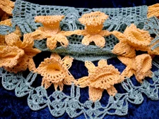 Charming Spring 3D Daffodils Vintage Hand Crochet Centrepiece