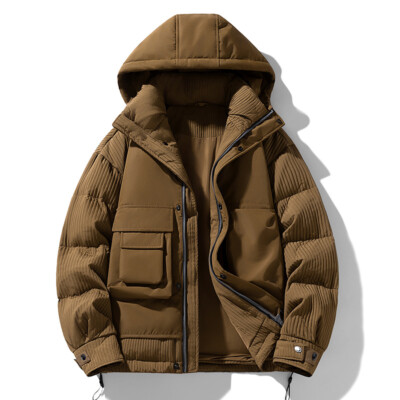 Work Outdoors Mens Hooded Duck Down Jacket Short Coat Overcoat