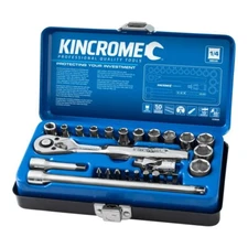 KINCROME 26 PCE 1/4" Drive METRIC Socket & Bits Set & Accessories w/ Case K28000