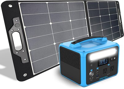 Aispex 600 Watt Power Station 640wh  Battery, Generator w/ 100W Solar Panel Kit