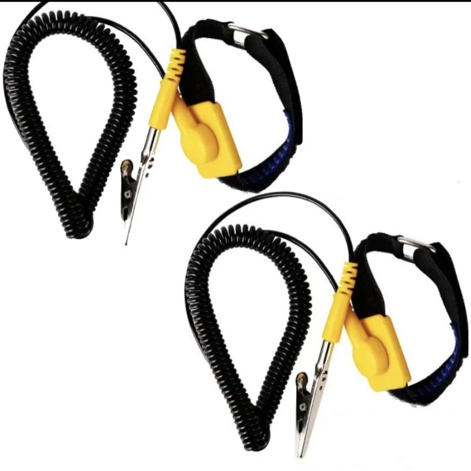 2 Anti-Static Wrist Band ESD Grounding Strap Prevents Static Build Up ...