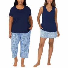 Carole Hochman Ladies' 4-piece Pajama Set Paisley BLUE Plus Size 3X  NWT